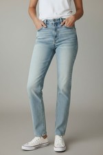 Lands End High Rise Straight Leg Jeans Womens Size 6 Light Wash Denim