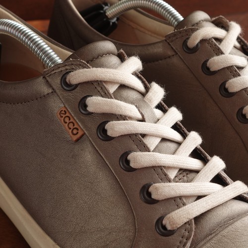 Ecco Sneakers Womens SZ EU 41 US 10 Gray Metallic Soft 7 Leather Comfort Shoes - Picture 5 of 14