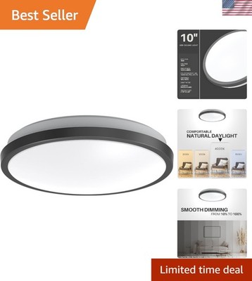10'' Round Matte Black LED Ceiling Light - Stylish and Water Resistant Fixture