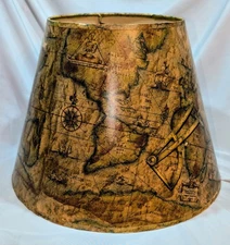  Vintage Artemis Studios Old World Map Globe Lamp Shade 16" D 