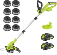 20V Electric String Trimmer 12 Inch Cordless with 2X2.0Ah Battery & 8Pcs Spool