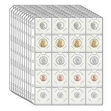 10 Sheet Coin Holder Folder Pages Collection Album Storage Book Sleeve 20-Pocket