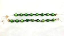 Antique Green Mercury Glass Bead Feather Tree Garland 2 Strands 20"