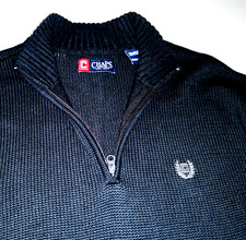 CHAPS Sweater Men 3X XXXL TG Tall Black zip Pullover Cotton work casual dress
