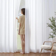 White Privacy Sheer Curtains That Let Light in 84 Inches Long Non-See-Through...