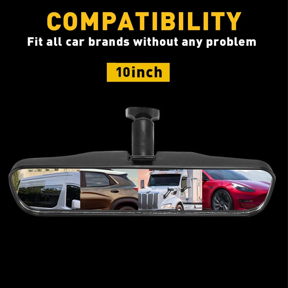 HD 10" lens Rear Interior View Mirror Replacement Day Night for Universal Auto - Image 2 of 4