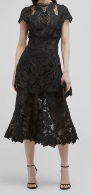 jonathan simkhai guipure lace midi dress $1095 Jonathan Simkhai Women's Black Guipure Lace Midi Dress Size 2