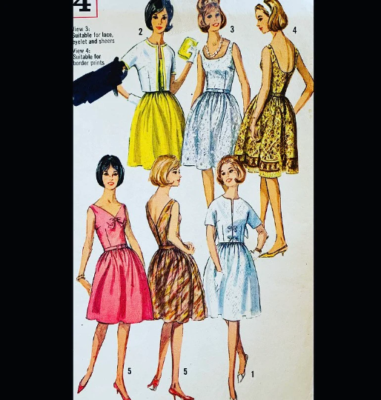 Vtg 60s Womens Fit N Flare Backless Sleeveless Dress Pattern Simplicity  5954 32 | eBay
