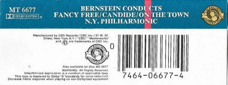 BERNSTEIN CONDUCTS BERNSTEIN FANCY FREE CANDIDE ON THE TOWN CASSETTE ALBUM - Image 3 of 4