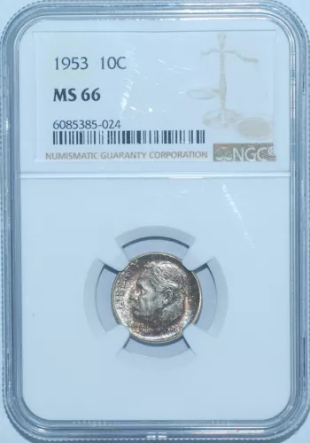 1953 NGC MS66 Roosevelt Silver Dime