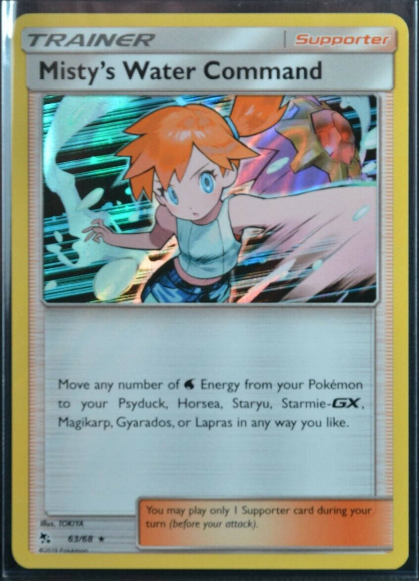 Misty's Water Command 63/68 Hidden Fates 2019 Holo Rare Pokemon TCG Card - NM