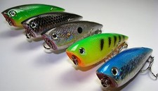 Juego de Señuelos T5C-Bass Fishing Popper-Top Water Chugger 5 Cebos Nuevos-Envío Gratis