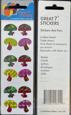 12 packages of Prismatic Mushroom Stickers, "Great 7" Sticker Designs, PPZ5601