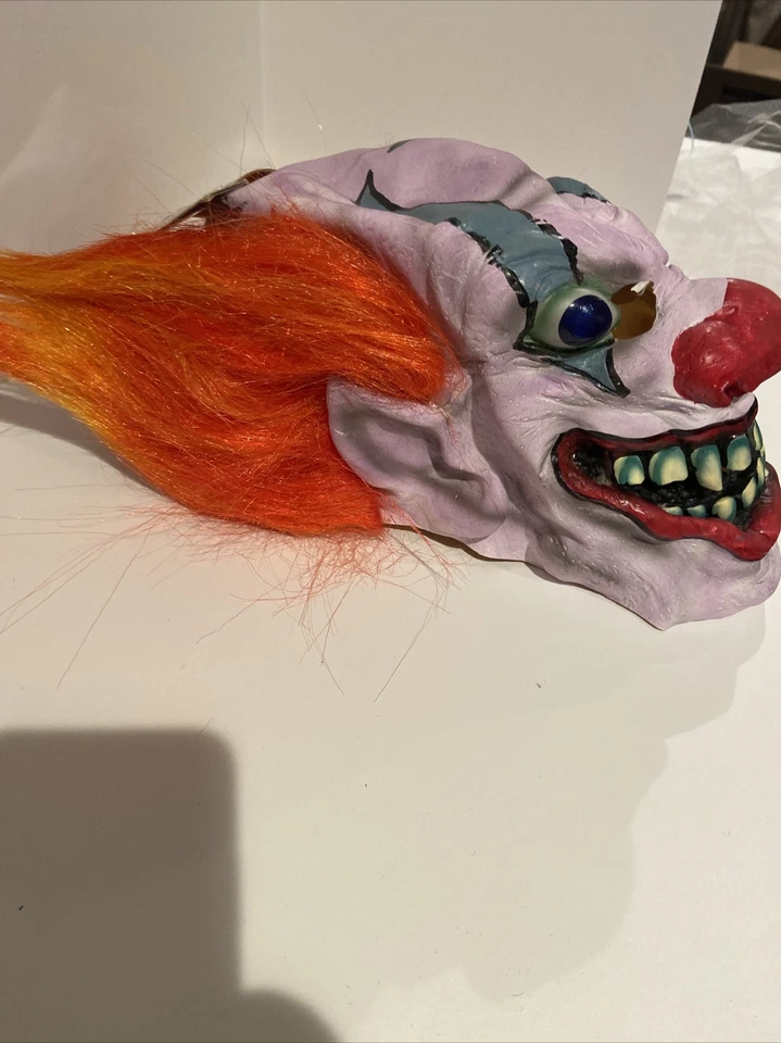 CLOWN OVERHEAD MASK WITH HAIR  HALLOWEEN MASK FOR ADULT ADULT - Image 3 of 4