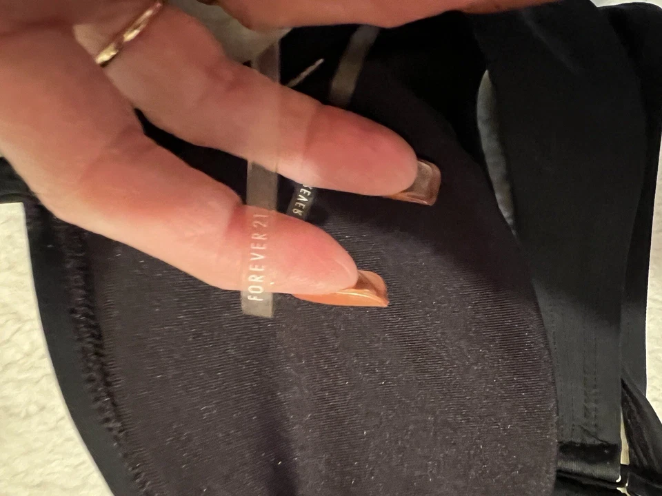 FOREVER 21 women's Black neon stripes Bathing Suit Bikini top size x small - Image 4 of 4