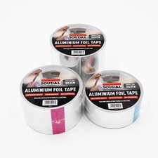 Soudal Aluminium Foil Tape Sealing Insulation Ducts Panels 45m Vapour Resistant