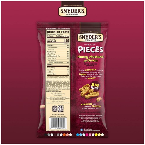 Snyder's Honey Mustard Onion Pretzel Pieces 6 Pack 8 Ounce Bold Flavor Snack - 第 7/9 張圖片