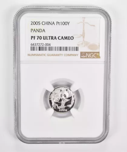 PF70 UCAM 2005 China 100 Yuan - 1/10 Oz. .999 Fine Platinum - Panda - NGC *0391