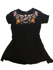 SHEIN Curve - Woman’s Size 0XL (Size 12) Black MIDI Dress - Floral Embroidery