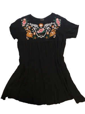 SHEIN Curve - Woman's Size 0XL (Size 12) Black MIDI Dress - Floral  Embroidery | eBay