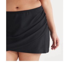 Time and Tru Womens Plus Black High Low Slimming Swim Skirt 3X 24W-26W NWT