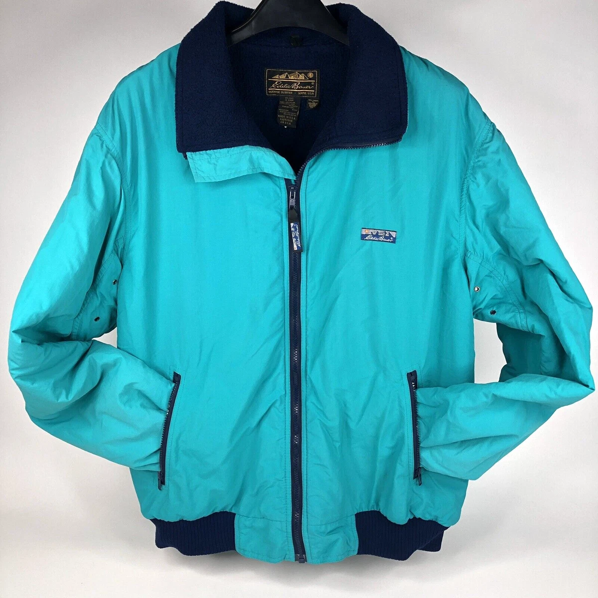 Vintage Eddie Bauer Fleece Lined Jacket Turquoise Tall XL