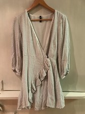 Zara Trf Collection Ruffled White  Black Polka Dot 3/4 Sleeve Romper M Medium
