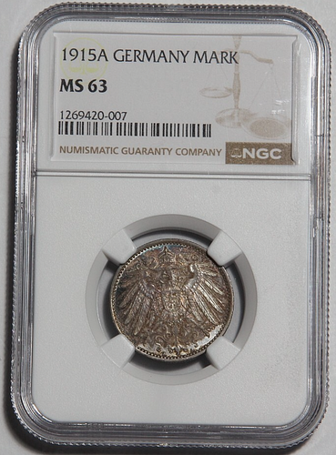 1915 Germany One 1 Mark NGC MS63 Interesting Toning - Picture 3 of 4