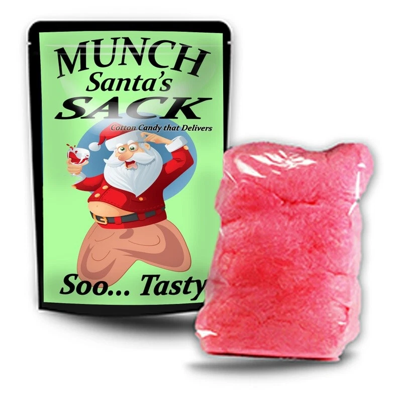 Munch Santa's Sack Cotton Candy - Funny Stocking Stuffer, Weird