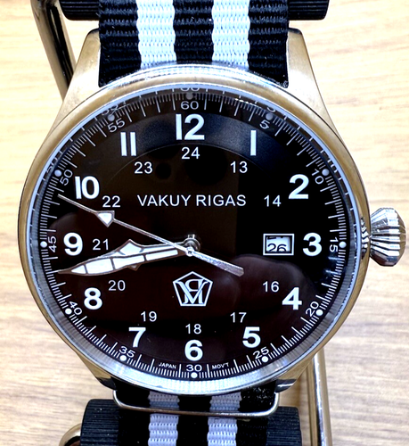 VAKUY RIGAS Luxury MEN'S AUTOMATIC PILOT WATCH Seiko Automatic NH35,44MM,RUNNING