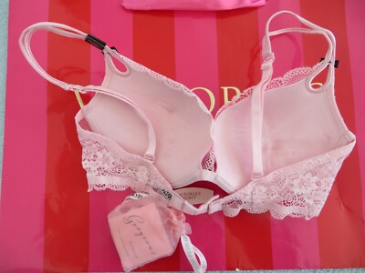 NWT-Victoria's Secret Gorgeous pushup bra 34C light pink lace over