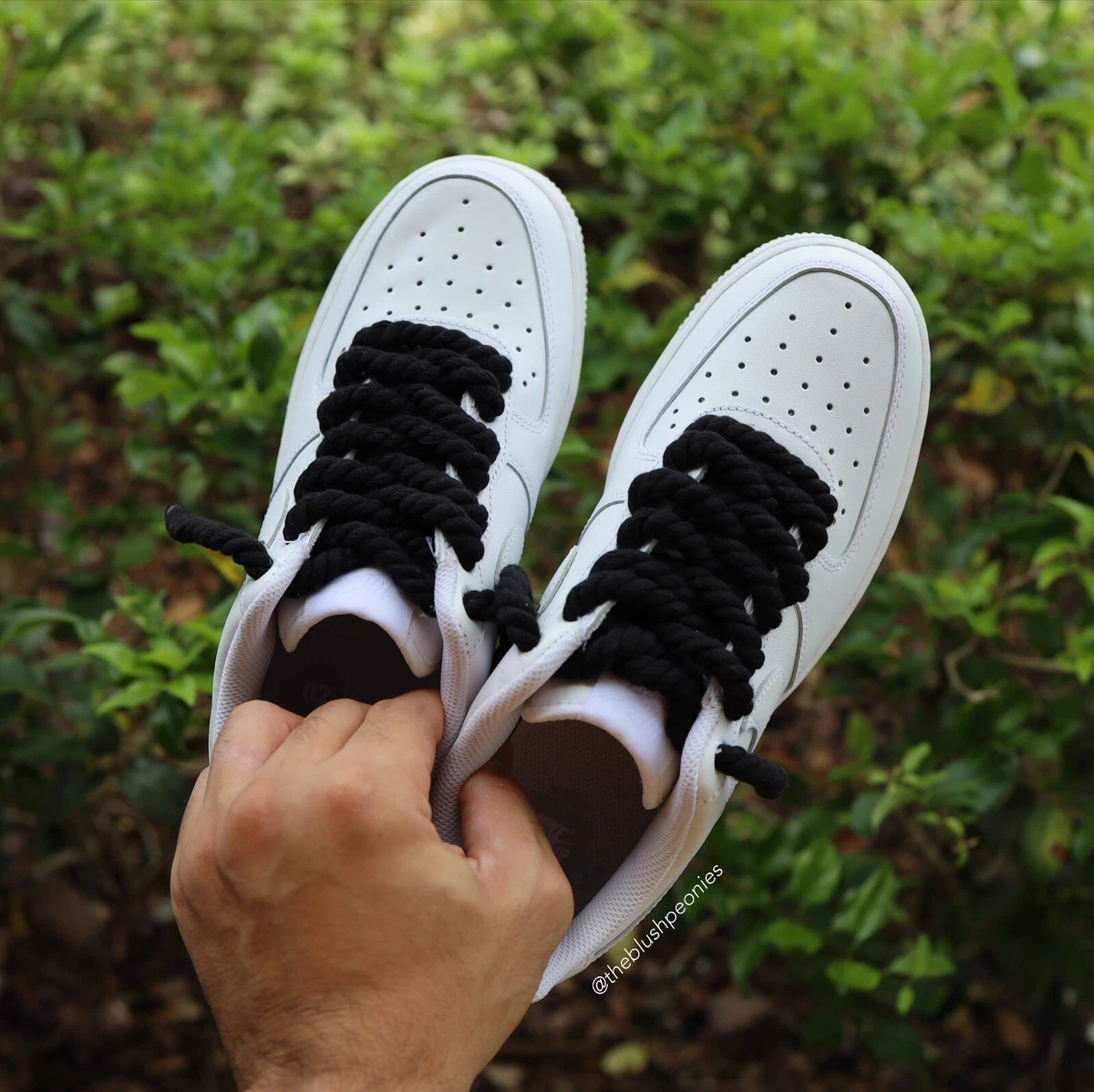 Nike Air Force 1 Low With Black Rope Laces White UNISEX Custom