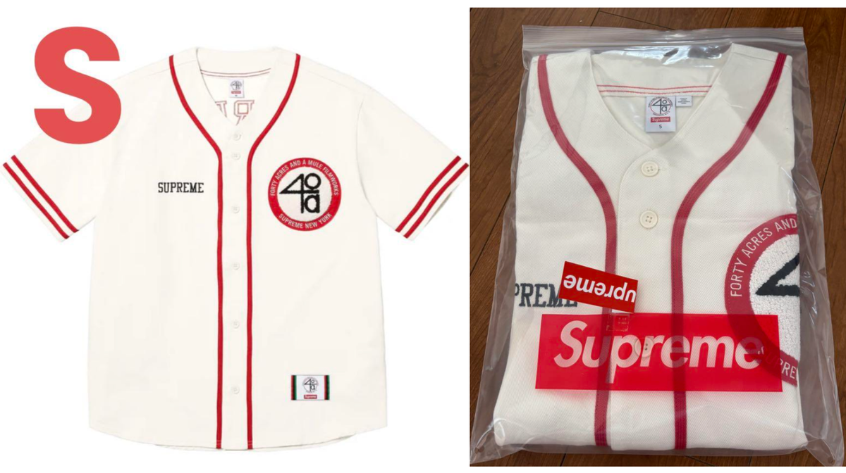 Supreme 40 Acres Twill Baseball Jersey Natural SIZE SMALL