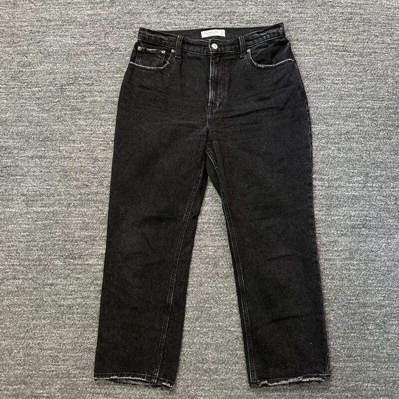 Abercrombie and Fitch Ankle Fit Ultra High Rise Jeans 6 Short Black Distressed