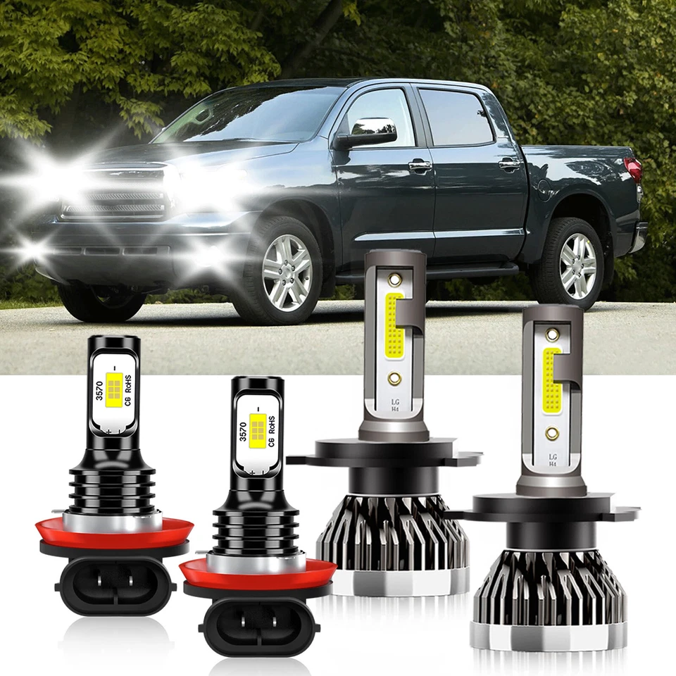 Combo faros LED de haz alto/bajo para Toyota Tundra 2014-2019 4X bombillas Foto 2 de 4