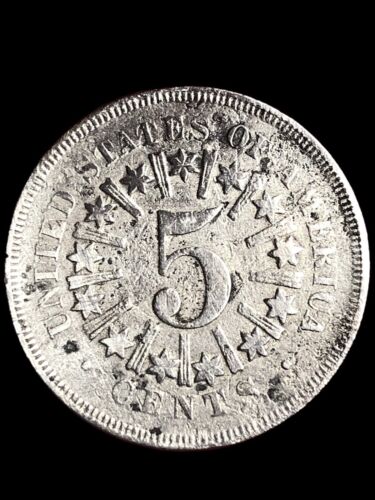 1866 escudo níquel con rayos por favor revisa nuestro inventario - Imagen 2 de 2