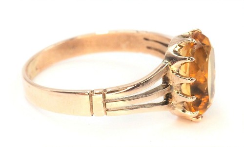 Citrine & 9ct Yellow Gold Women's Dress Ring Gemstone Wedding Jewellery Size P - Picture 3 of 12