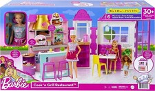 Barbie Cook N Grill Restaurant Playset With Doll HBB91NEW
