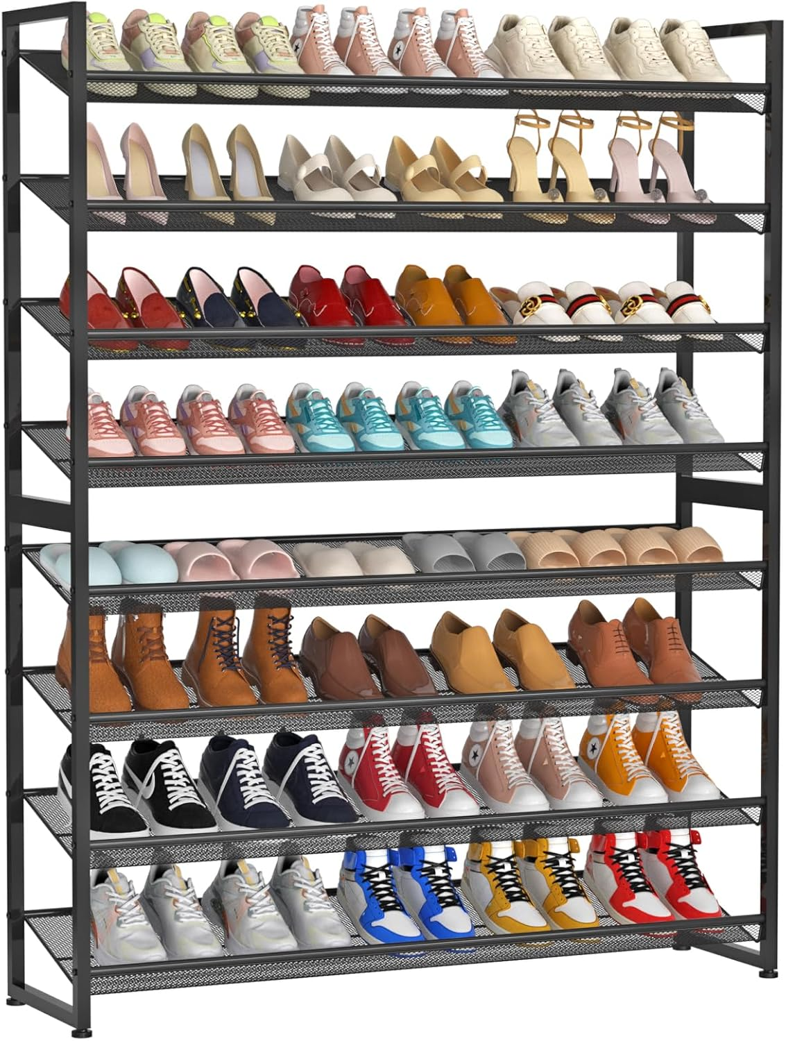 Shoe Rack Large 8 Tier Shoe Rack Organizer Heavy Duty Metal 4-Tier Stackable Ver