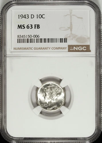 1943 D NGC MS 63 FB Mercury Silver Dime ☆☆ Great For Sets ☆☆ 006