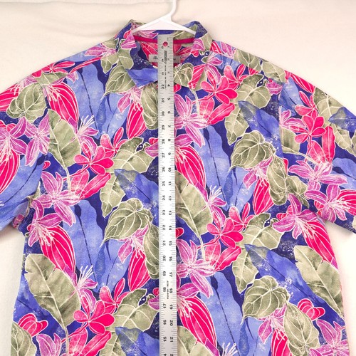 Tommy Bahama 100% Silk Ibiza Beach Club Island Blue Pink Mens Size M Floral - Picture 10 of 18