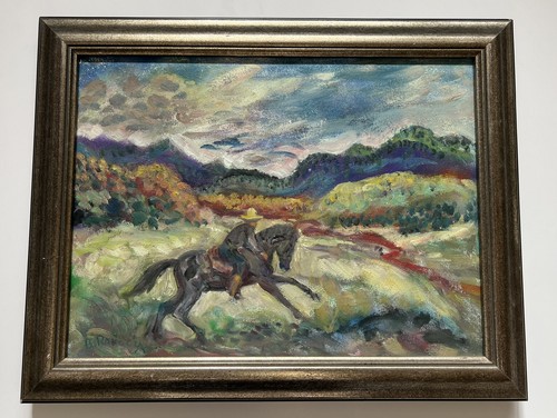 Vintage Oil Painting “The Kid Skedatles From Lincoln Town” by Bill Rakocy