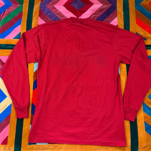 Vintage Marlboro Spell Out Long Sleeve Shirt Red Single Stitch 80s Distressed L - Picture 10 of 11