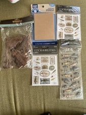 LOT - Paper Studio Stickabilities Fish Fishing Nature Craft Wood Trees Stencils￼