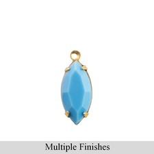 15x7mm Opaque Light Blue Faceted Glass Navette Stone in 1 Loop Setting