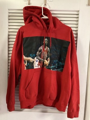 Men's X-Large Hoodie Red Michael Jordan Print Pullover Sweatshirt Cotton Blend