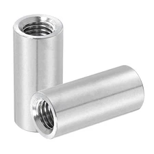 2Pcs 304 Stainless Steel M12x1.75mm Round Coupling Nuts, 0.79x1.57"(ODxH)