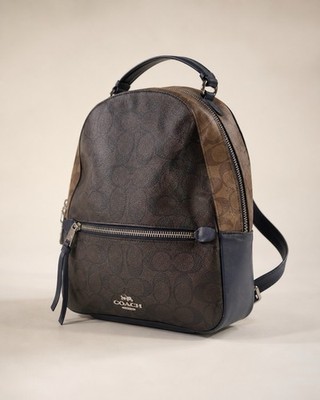 Coach Jordyn Mini Backpack Signature Canvas Brown Leather Bag