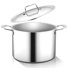 NutriChef 8qt Stockpot w/Lid, Stainless Steel, Dishwasher Safe – NCSSX45