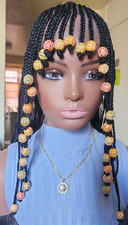 Fringe Cornrow Braided Wigs Full Lace braid with bang 1B